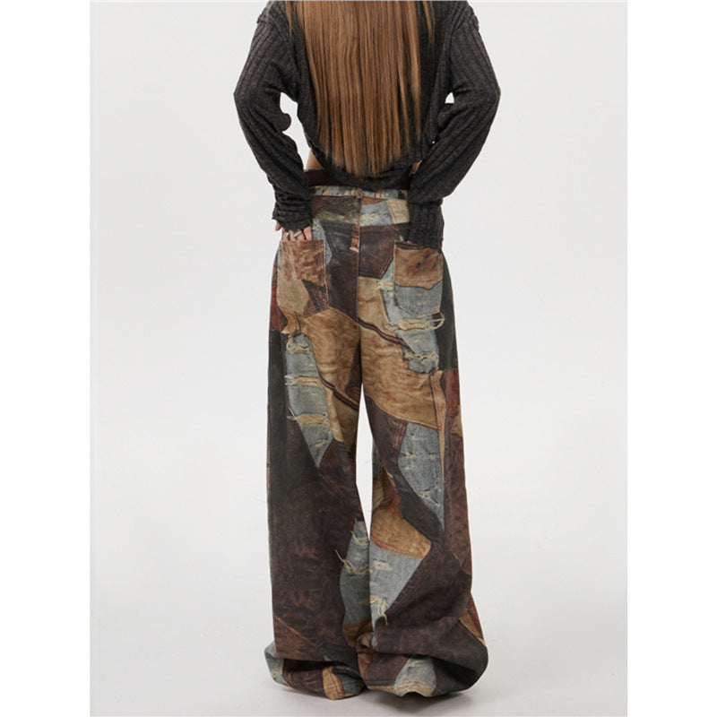 Y2K Vintage Print Wide-Leg Pants