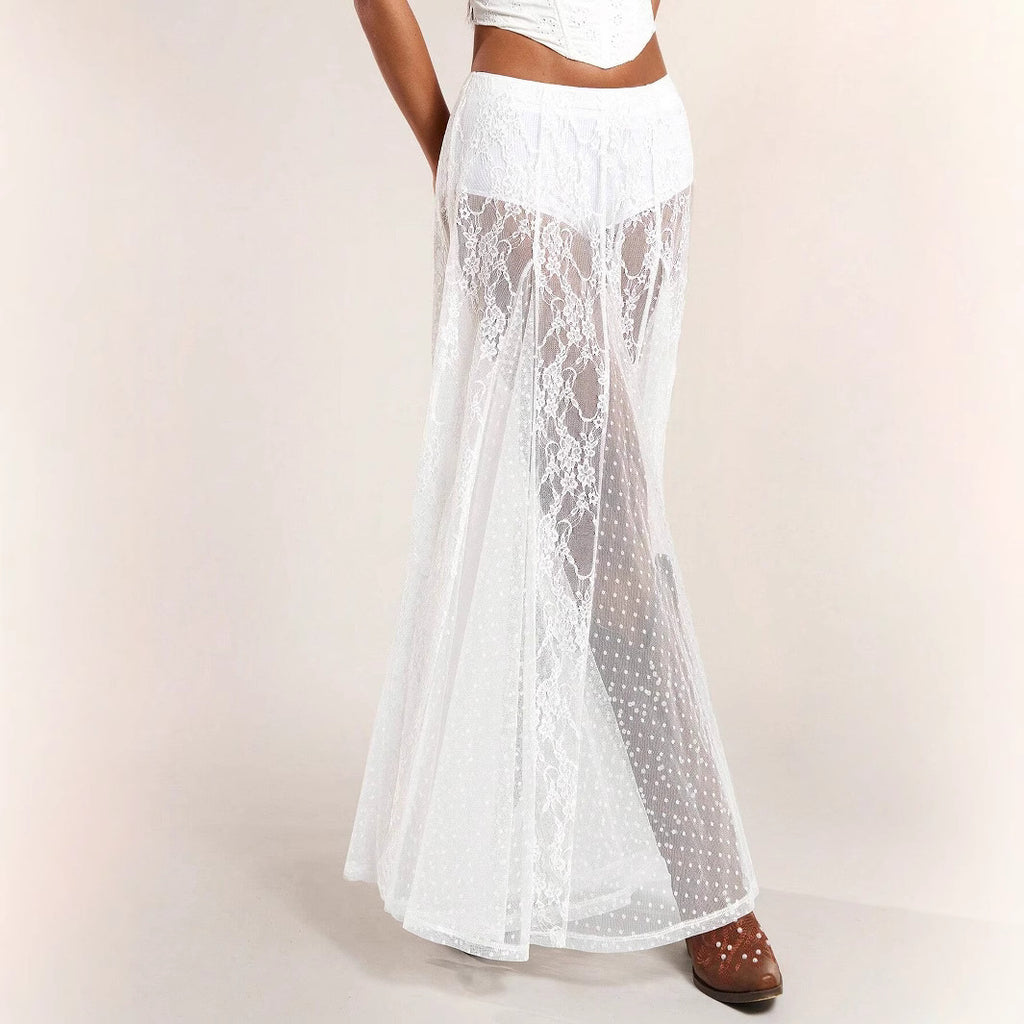 Dark Fairy Lace Low-Rise Maxi Skirt