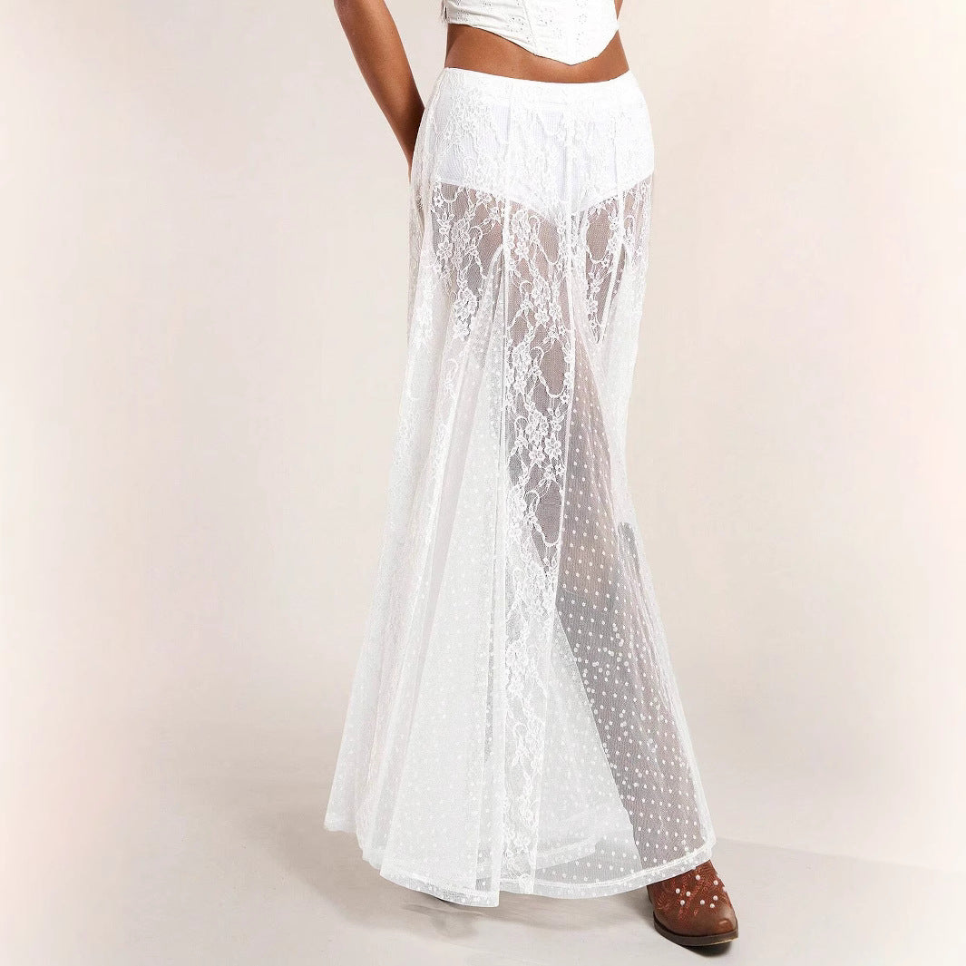 Dark Fairy Lace Low-Rise Maxi Skirt