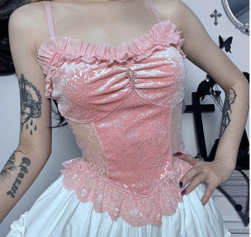 Romantic Lace Edge Corset Top