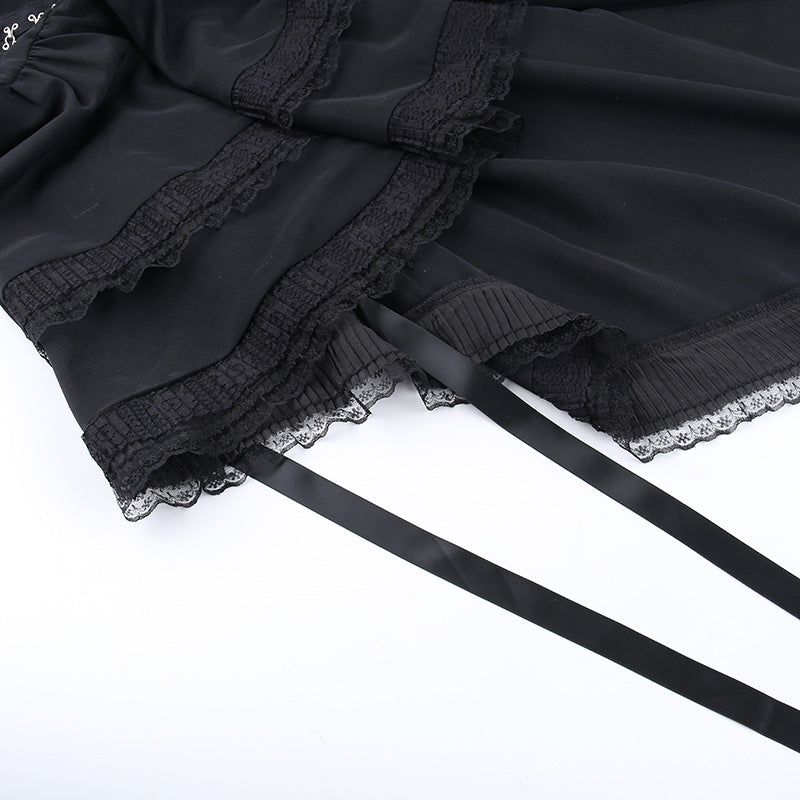 Dark Elegance Strapless Gothic High-Low Hem Skirt