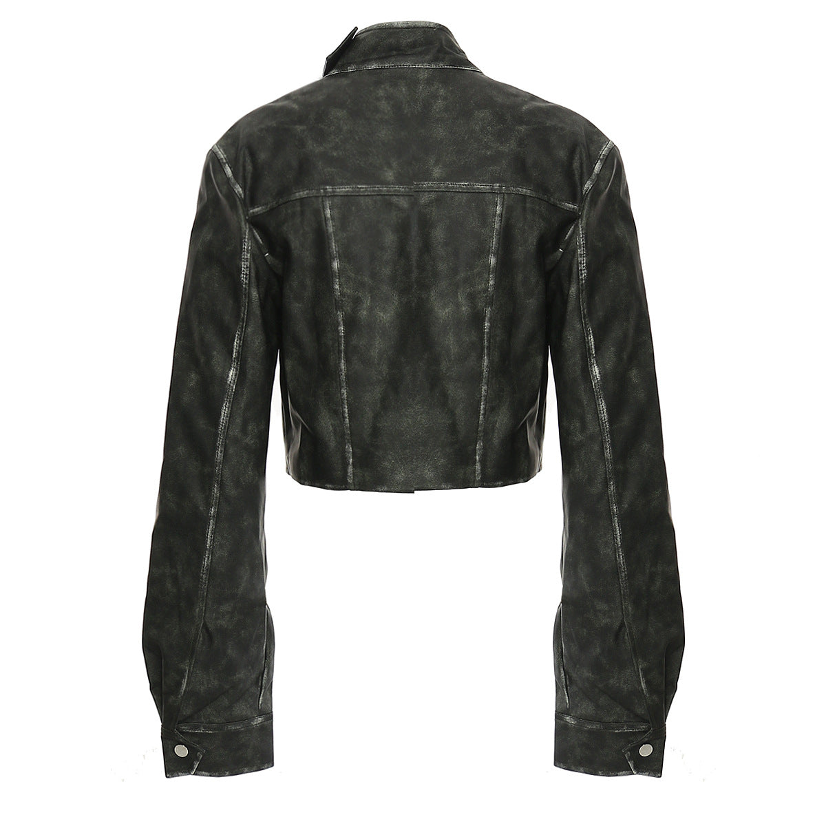 Irregular-Cut Polished Leather Jacket