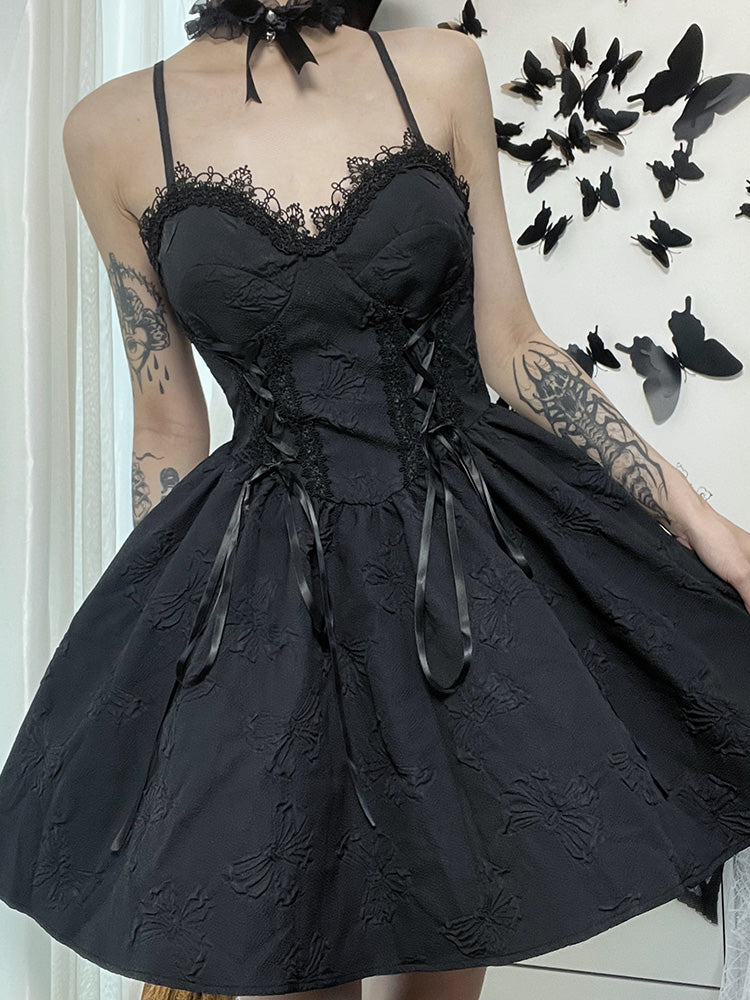 Vampire Rose Jacquard Gothic Slip Dress