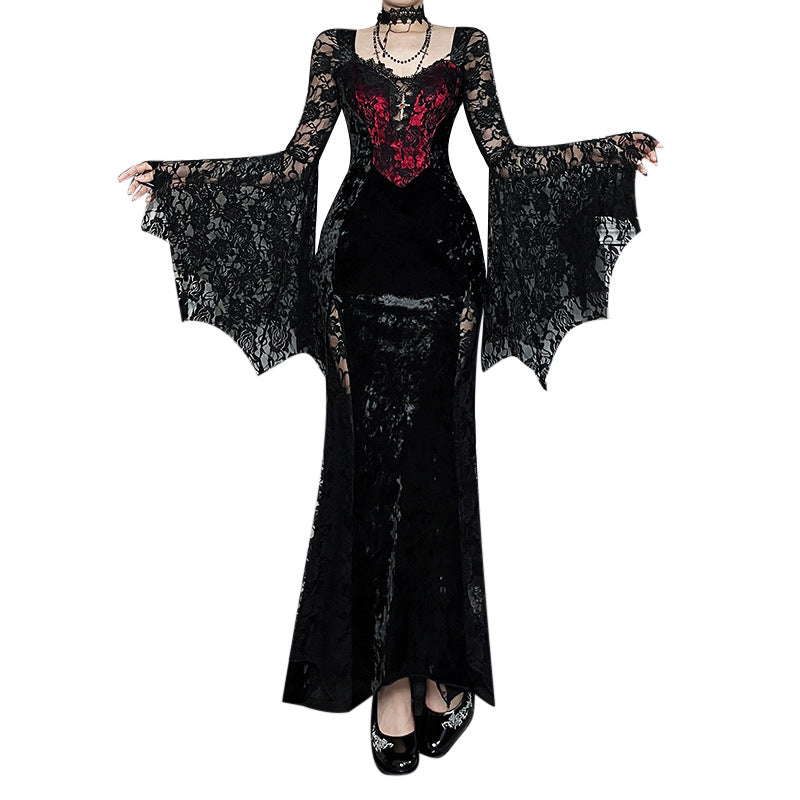 Moon Gothic Chain Long-Sleeve Dress