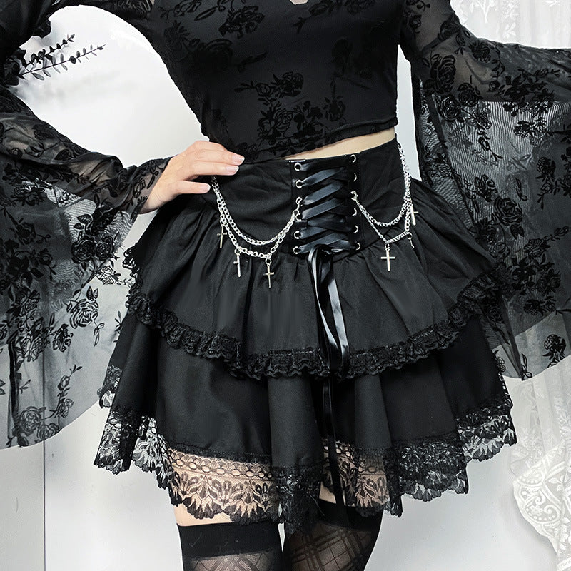 Harajuku Dark Fairy Gothic Double-Layer Skirt