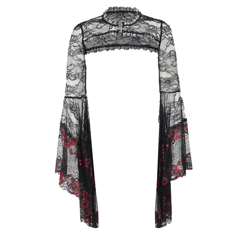 Shadow Bloom Embossed Lace Top