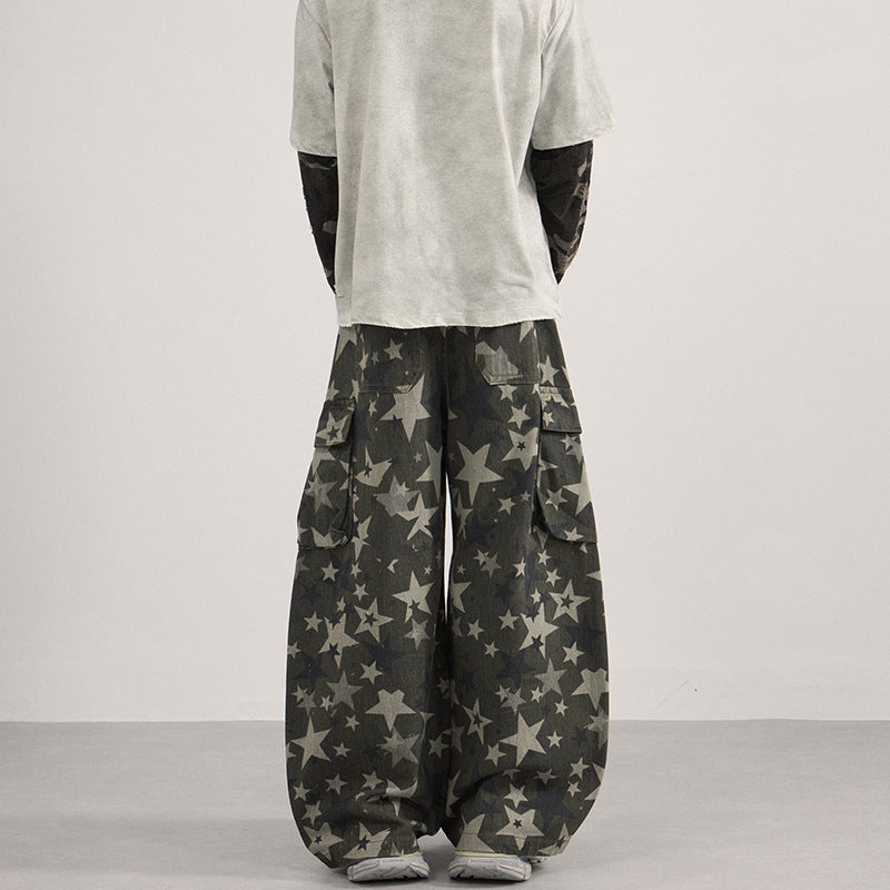 Retro Hip-Hop Star Graphic Print Trousers
