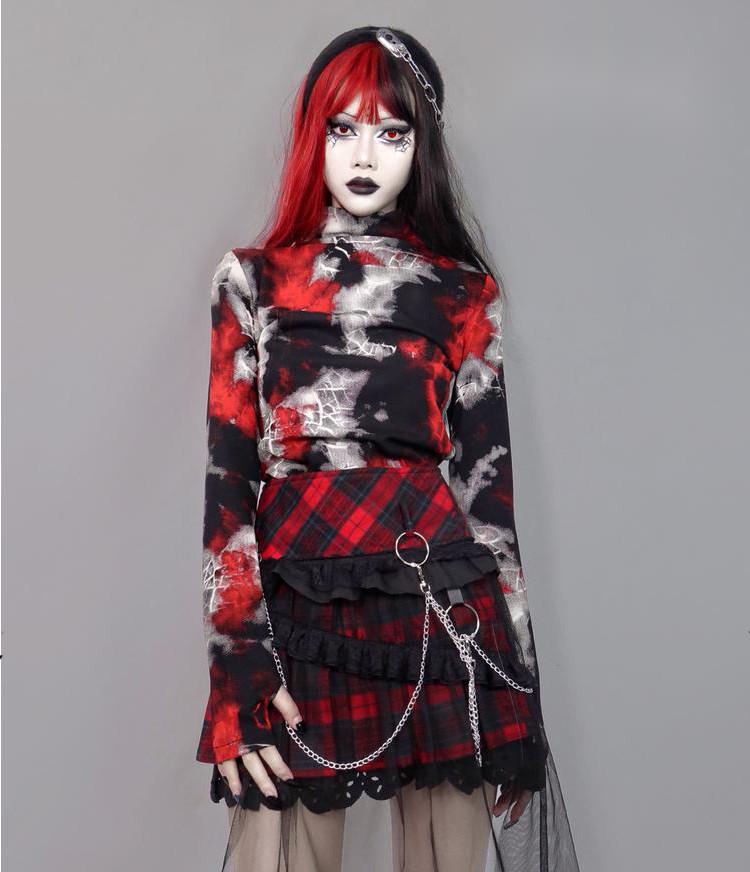 Shadow Cobweb Glove-Sleeve Gothic Top