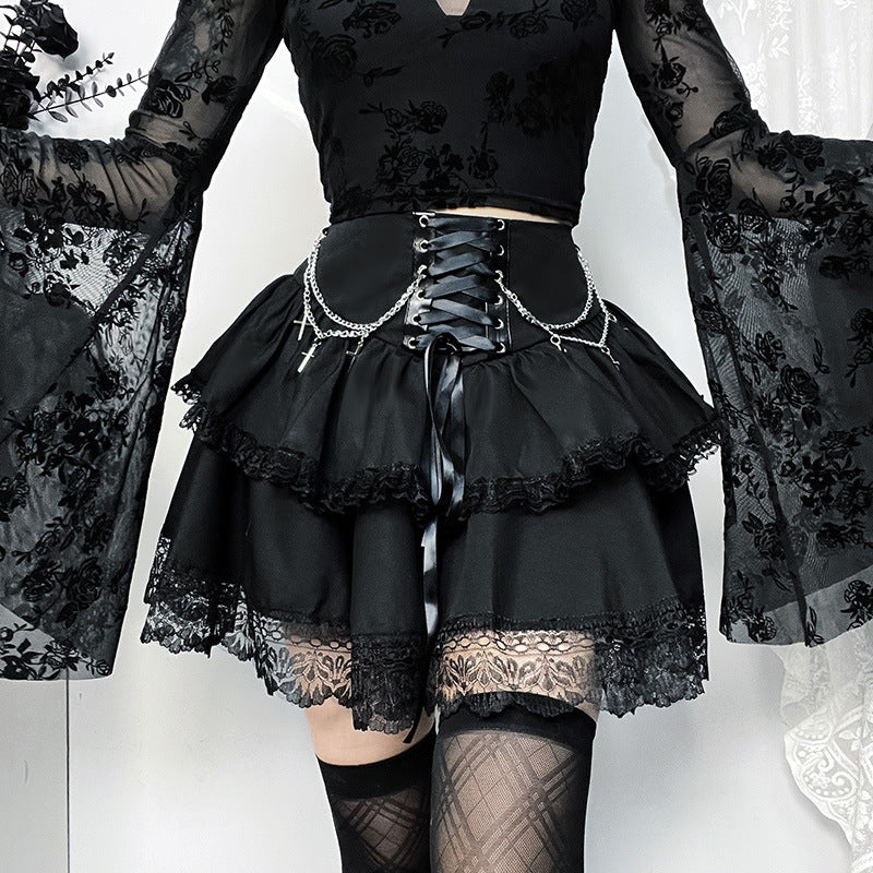 Harajuku Dark Fairy Gothic Double-Layer Skirt
