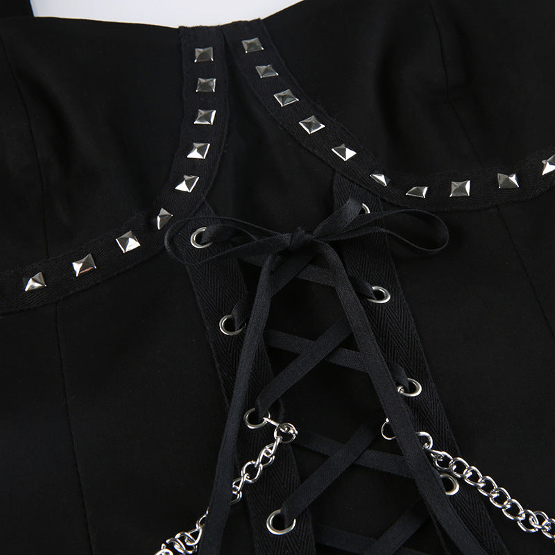 Metal Rivet Corset-Style Strap Top