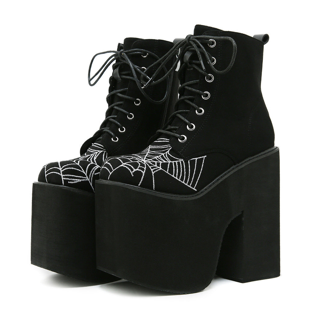 Ultra-High Heel Gothic Spiderweb Boots