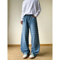 Preppy Boycore Plaid Wide Leg Jeans