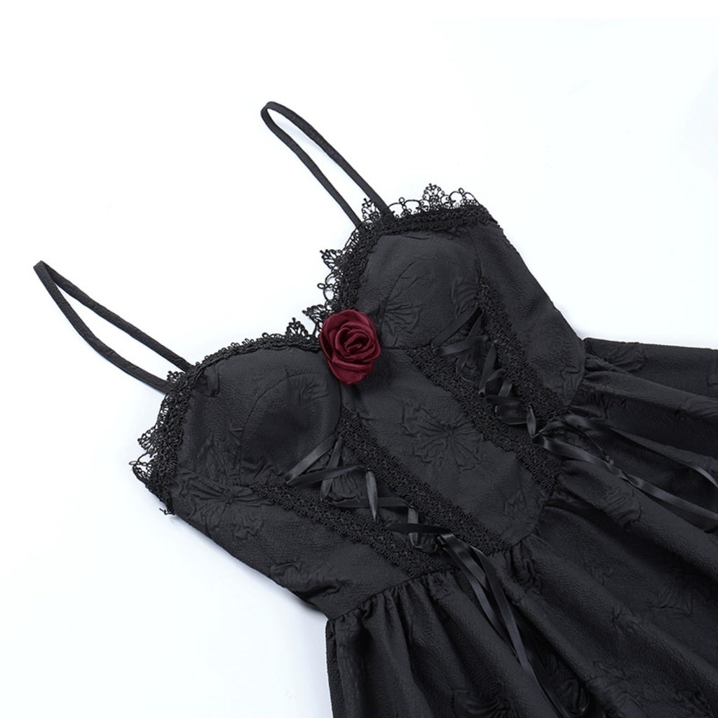 Vampire Rose Jacquard Gothic Slip Dress