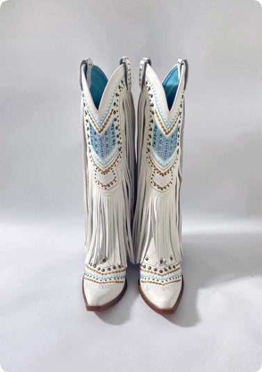 Glam Cowgirl Rhinestone Tassel Boots