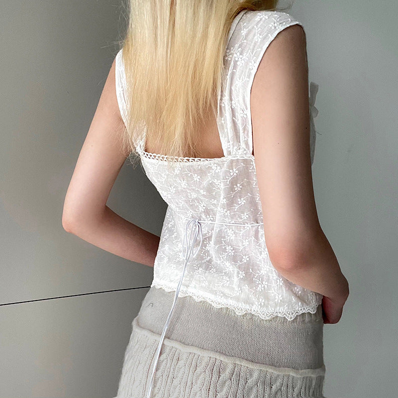 Soft Jacquard Bandage Bow Blouse