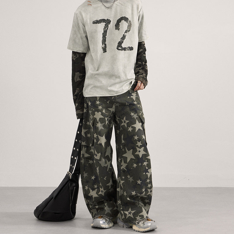 Retro Hip-Hop Star Graphic Print Trousers