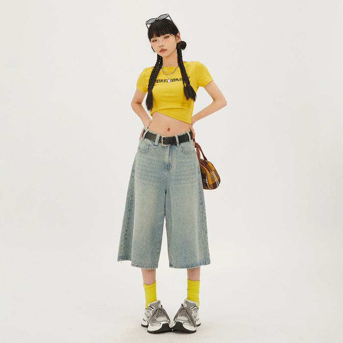 Everyday Retro High-Waist Wide-Leg Crop Pants