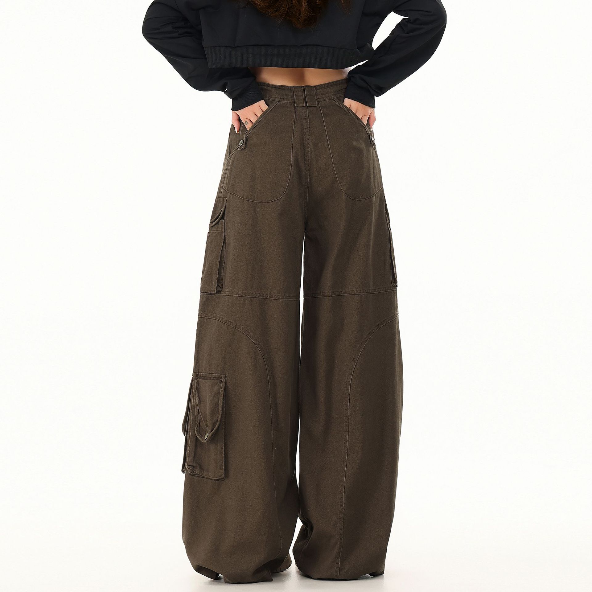 Industrial Utility Wide-Leg Cargo Pants
