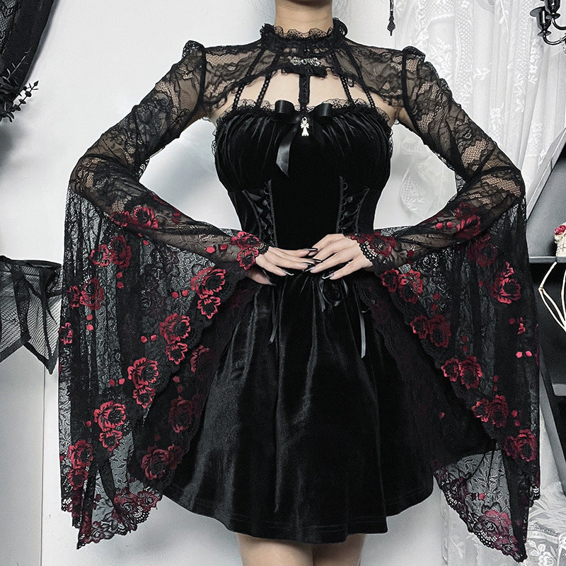 Shadow Bloom Embossed Lace Top