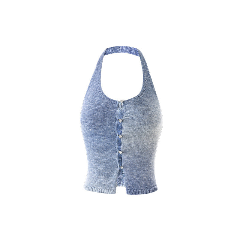 Kawaii Color Pop Matel Silk Halter Top