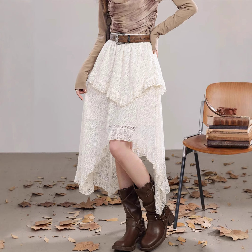 Avant-Garde Hollowed Asymmetrical Skirt