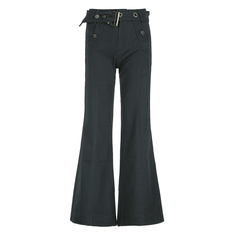 Throwback Trouble Belted Flare Pants