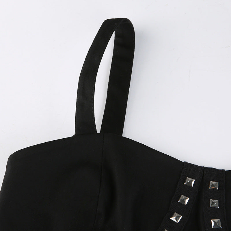 Metal Rivet Corset-Style Strap Top