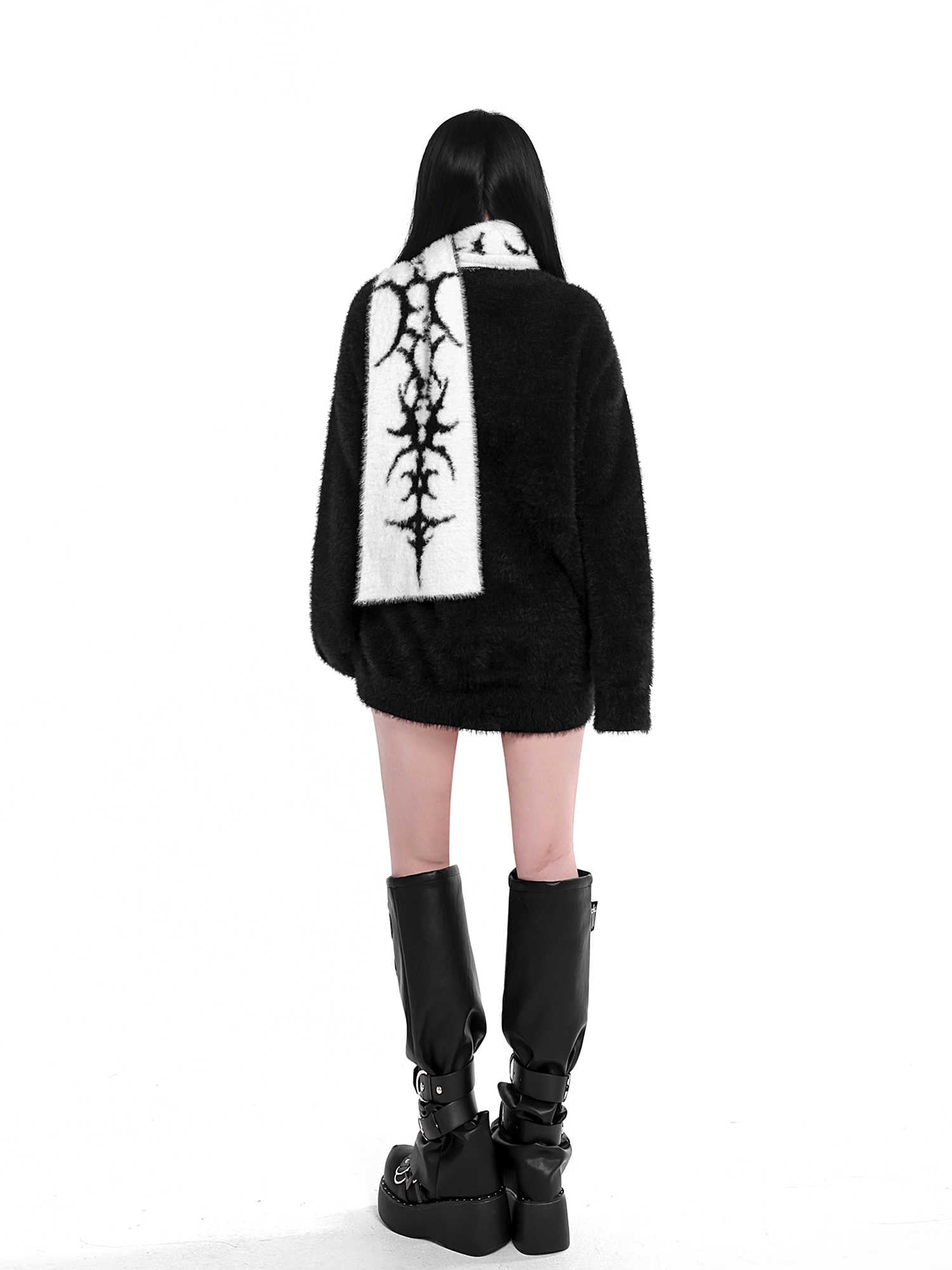 Spellbound Gothic Faux Mink Double-Sided Scarf