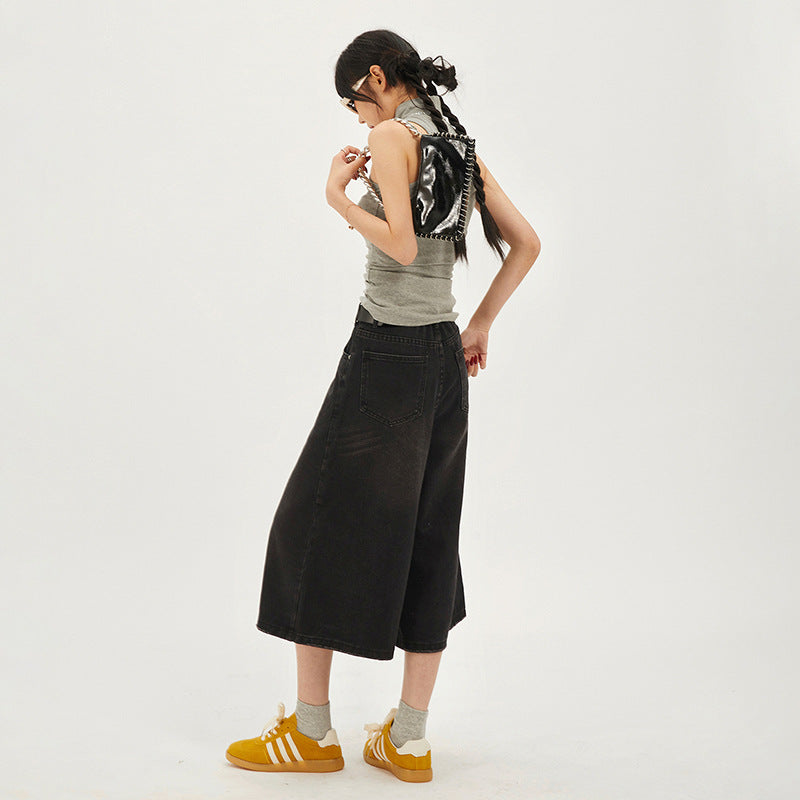 Everyday Retro High-Waist Wide-Leg Crop Pants