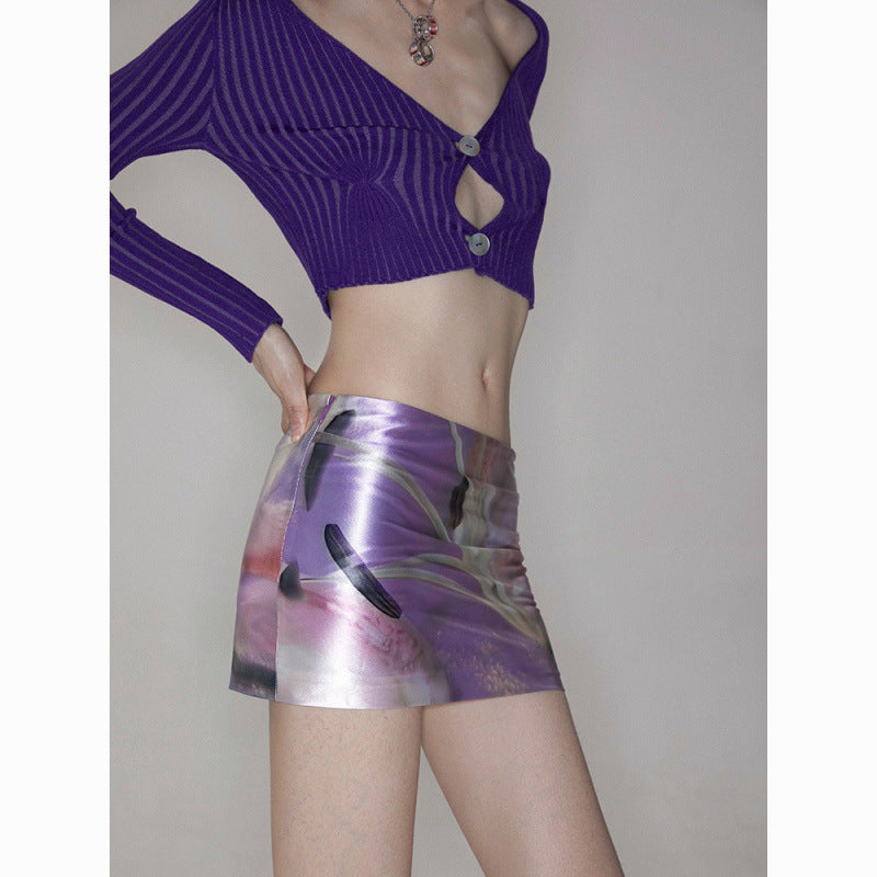 Vintage Inspired Purple Floral Skirt