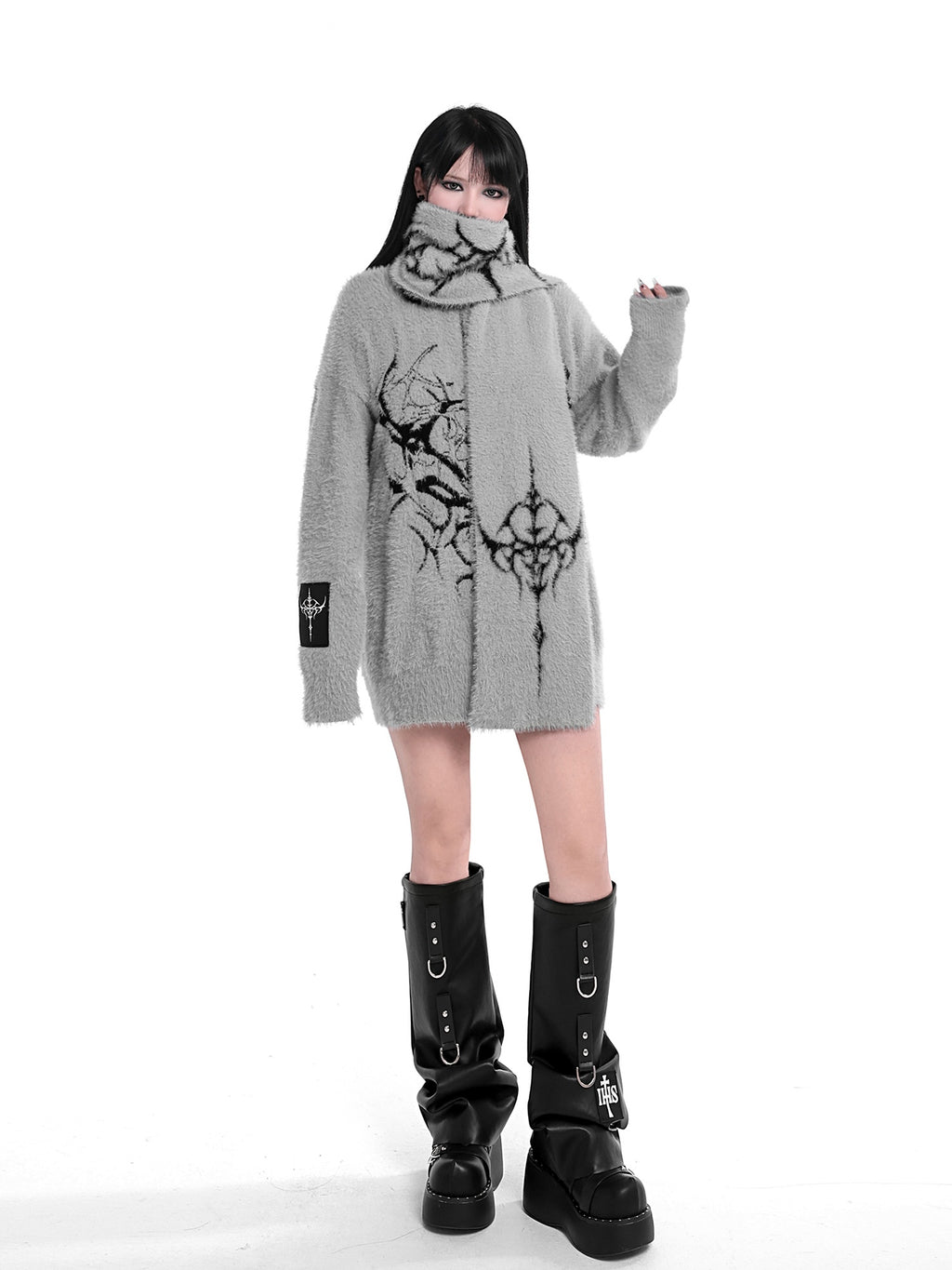 Spellbound Gothic Faux Mink Double-Sided Scarf