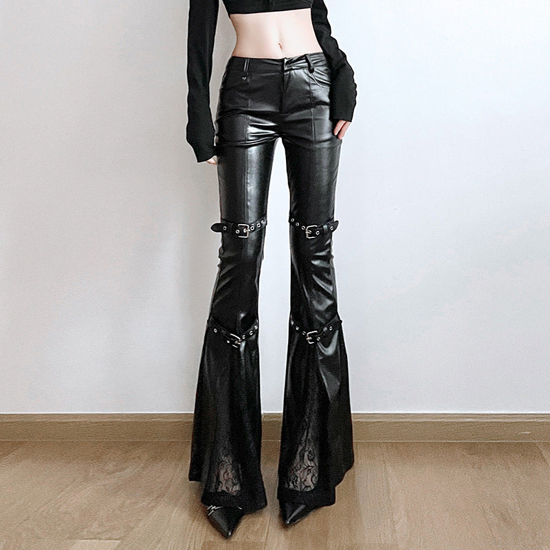 Leather & Lace Flared Statement Pants