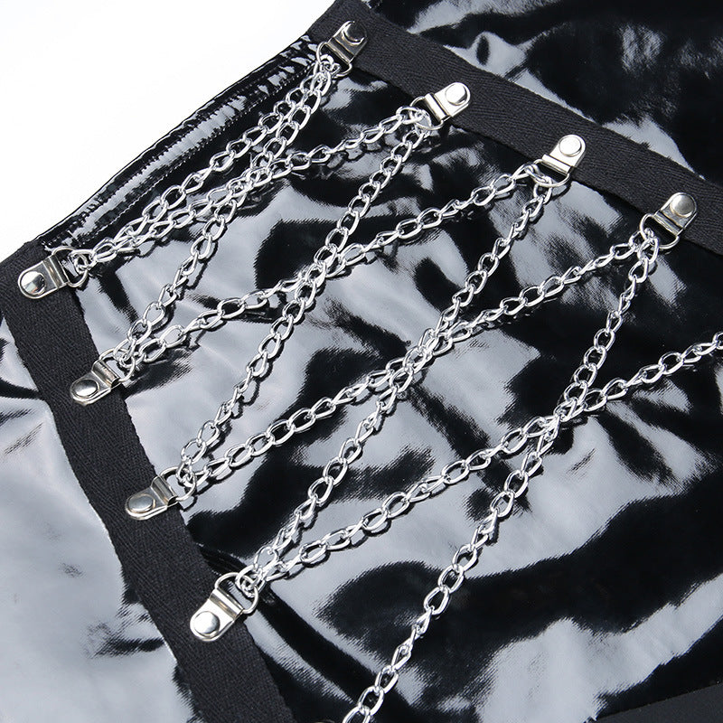 Goth Punk Sheer Gauze Strap Overlay Skirt