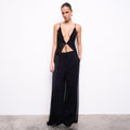 Low-Cut Mesh Tie Camisole Cover-up