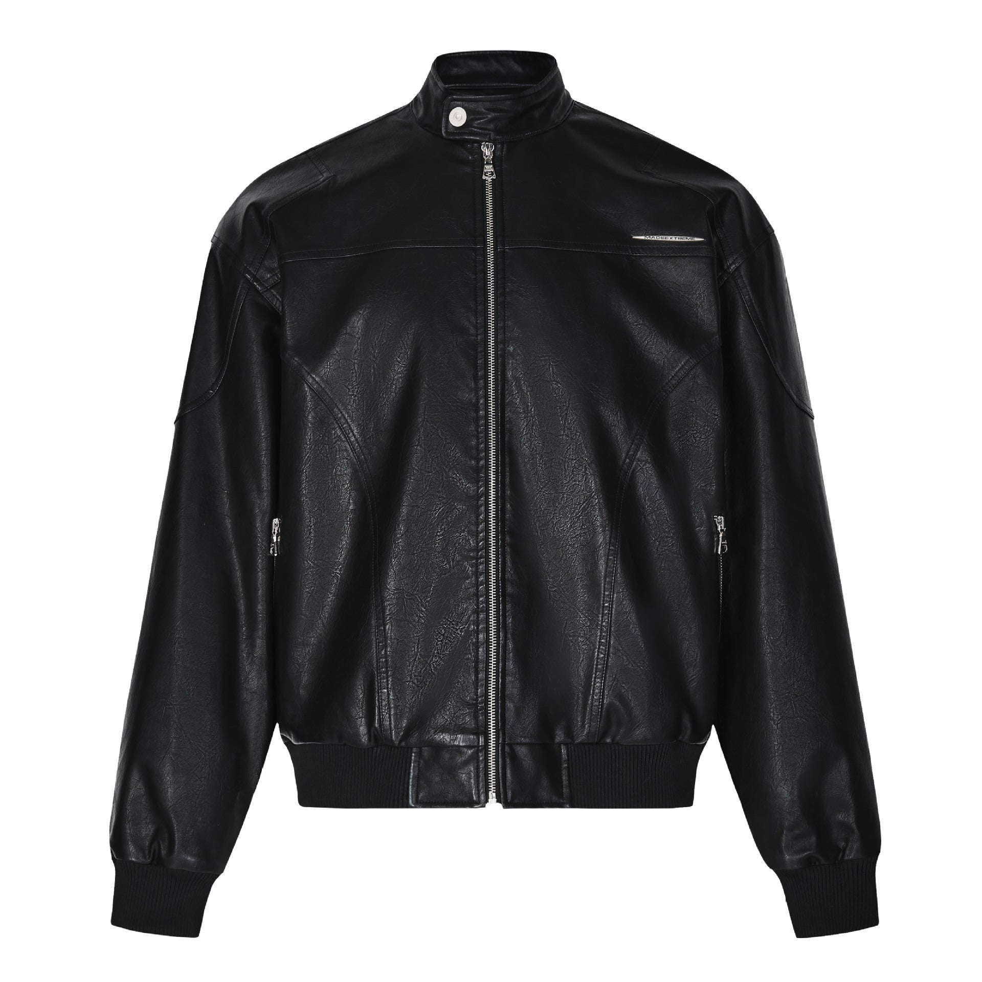 Vintage-Style Rivet PU Leather Coat