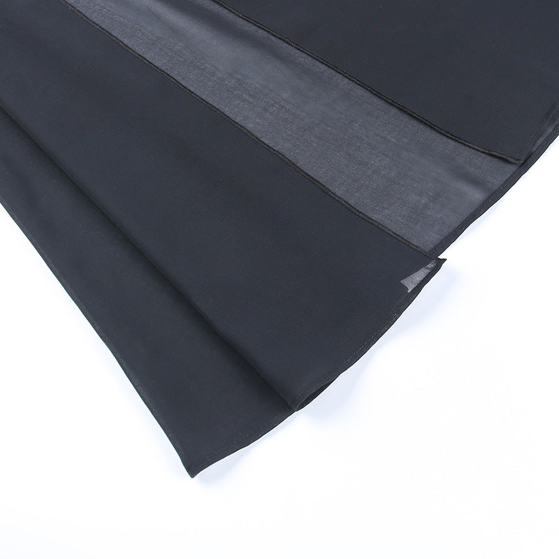 Goth Punk Sheer Gauze Strap Overlay Skirt