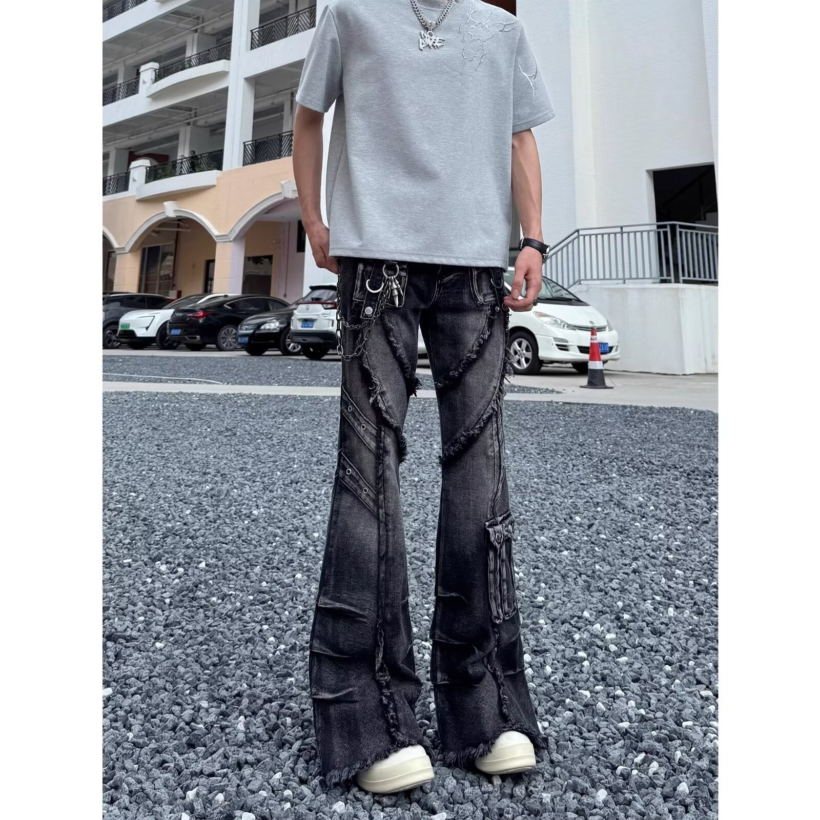 Statement Colorblock Slim Flare Denim