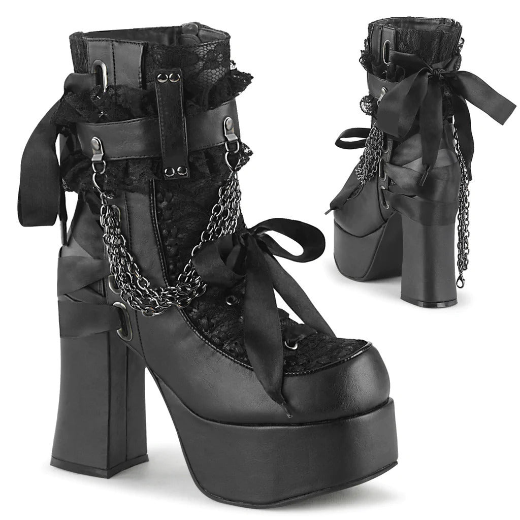 Gothic Retro Anime Lace and Chain Platform Boots