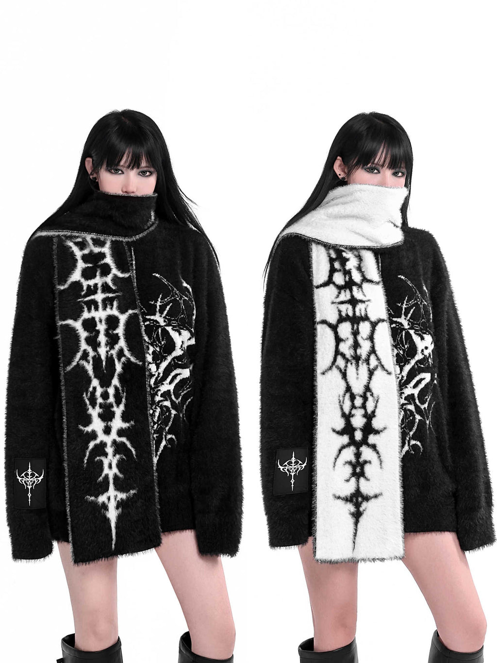 Spellbound Gothic Faux Mink Double-Sided Scarf