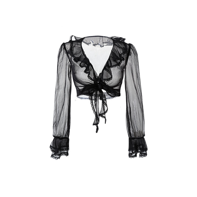 Soft Girl Lightweight Ruffle Cotton Gauze Top