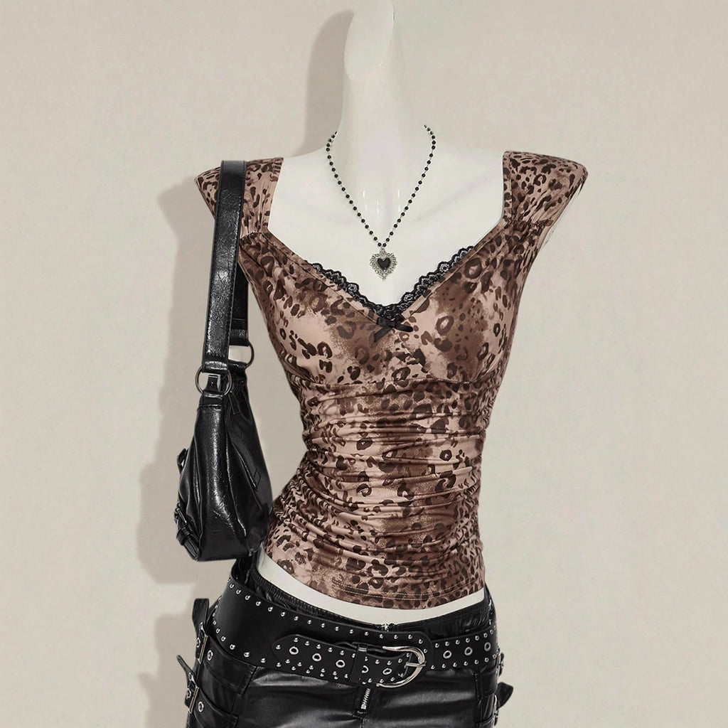 Y2K Slim-Fit Lace Detail Top