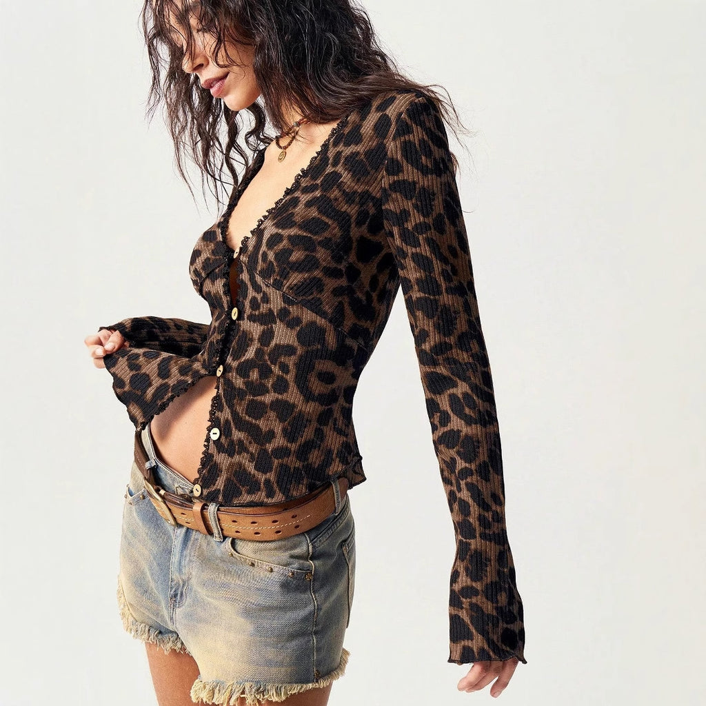Hot Girl Leopard Knit Cardigan