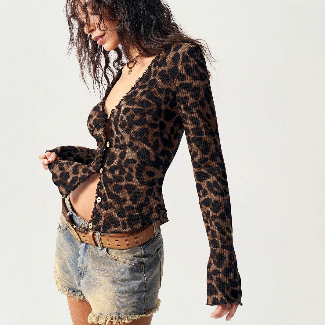 Hot Girl Leopard Knit Cardigan