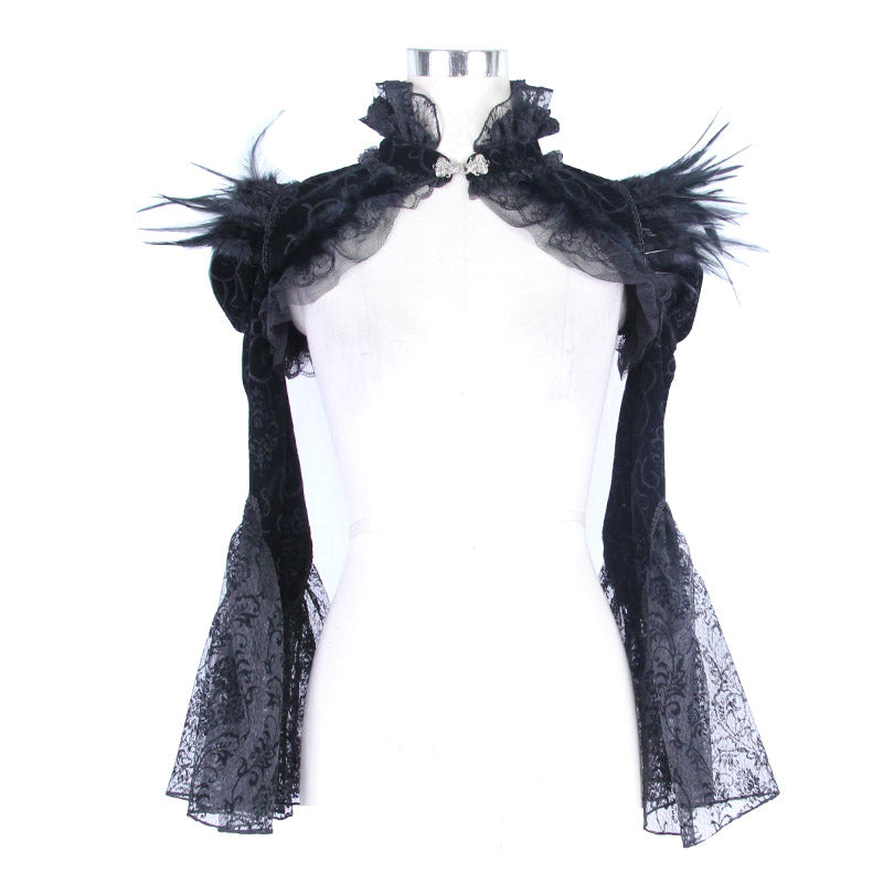 Gothic Steampunk Lotus Sleeve Feather Shawl