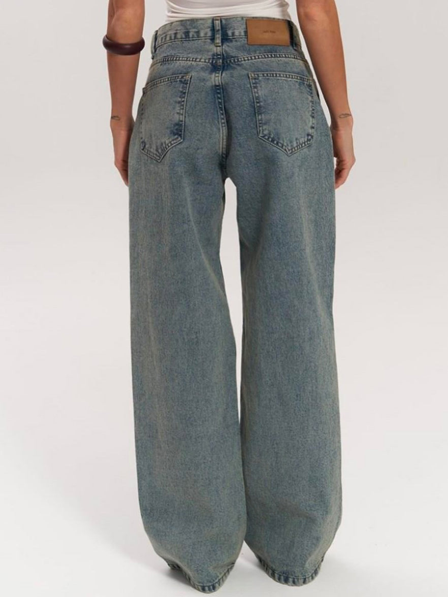 Y2K Hollow Mesh Vintage Wash Straight Jeans