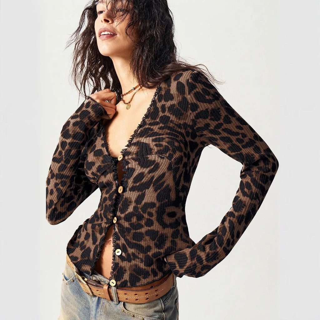 Hot Girl Leopard Knit Cardigan