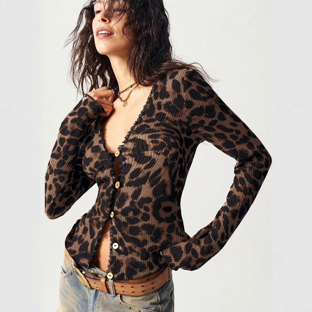 Hot Girl Leopard Knit Cardigan
