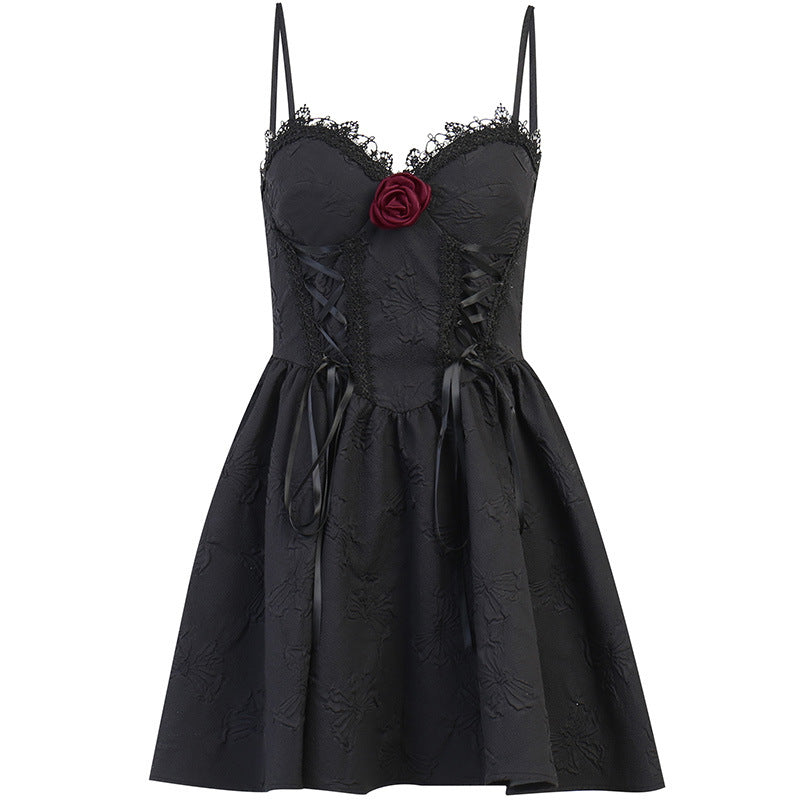 Vampire Rose Jacquard Gothic Slip Dress