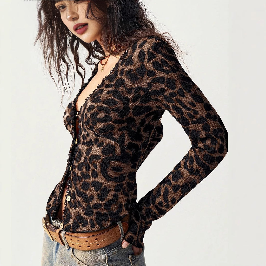 Hot Girl Leopard Knit Cardigan