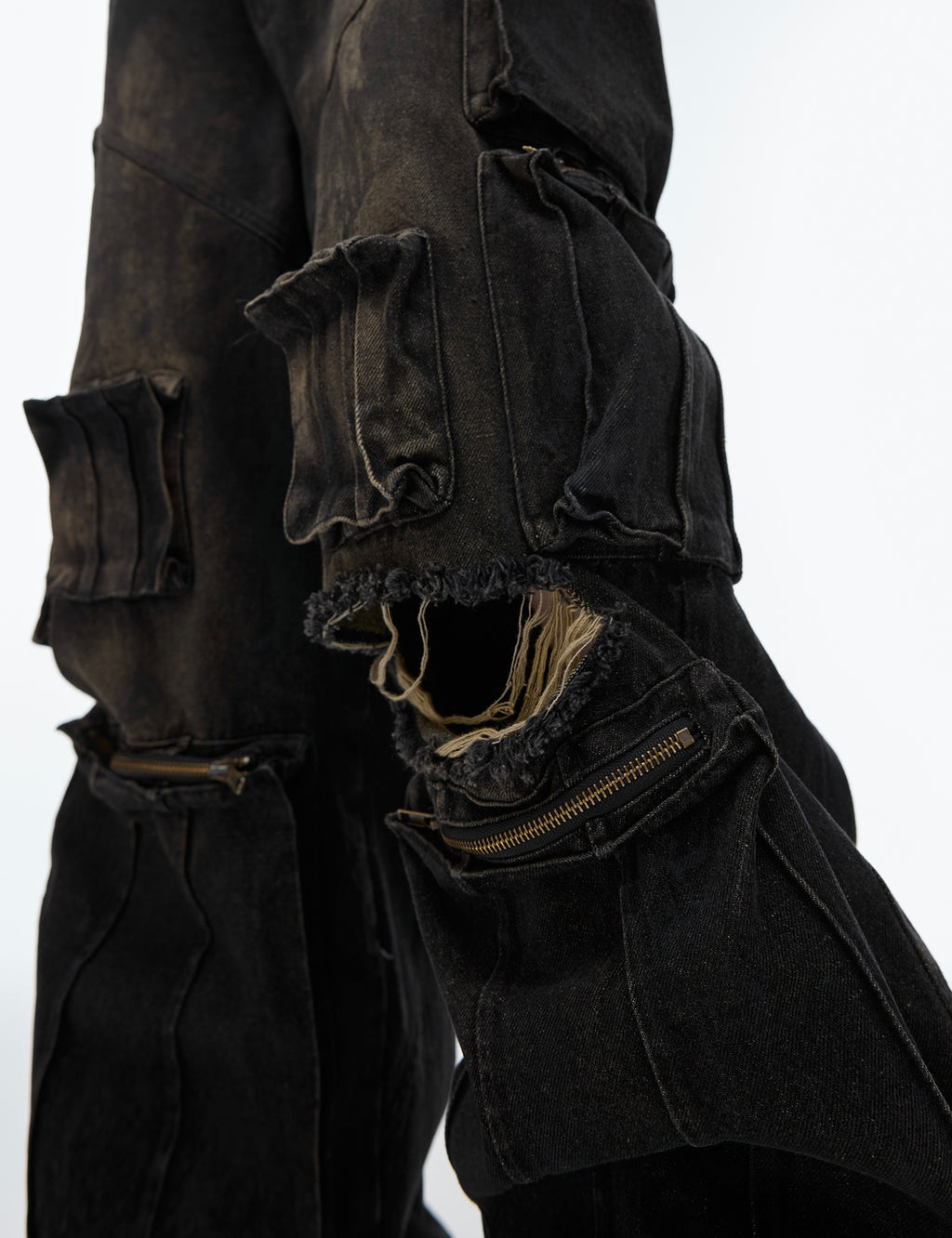 Cyberpunk Utility Distressed Cargo Denim
